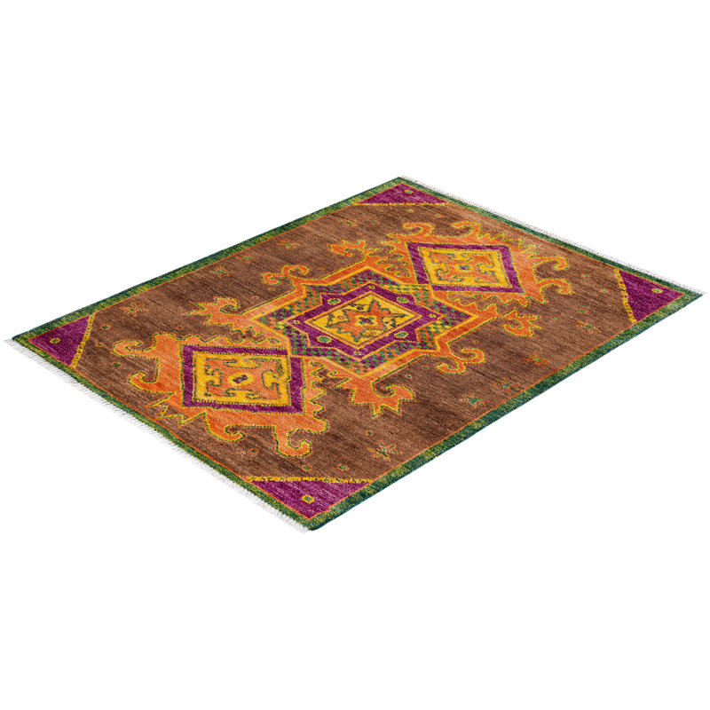 Contemporary One-of-a-Kind 4' 2" X 6' 4" Hand Knotted Area Rug