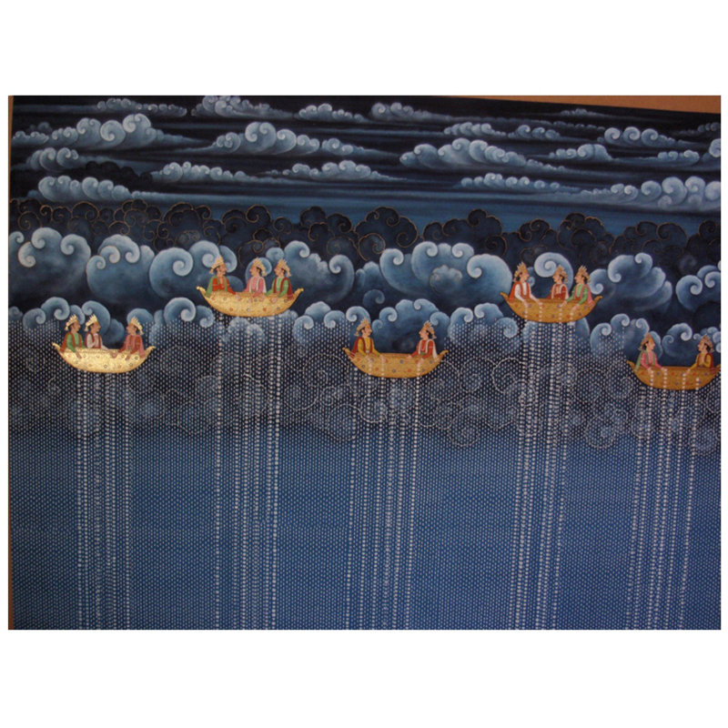 Paysage de mousson «Sawan Clouds» | Aquarelle originale sur toile de lin par Shammi Bannu Sharma
