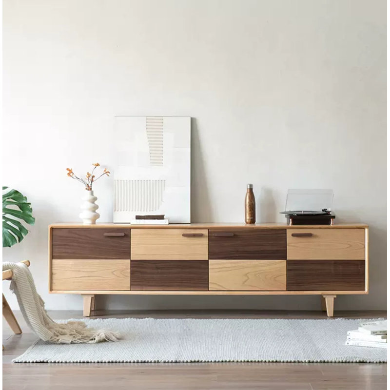 Crédence de rangement simple en bois massif de 78,7 po de largeur