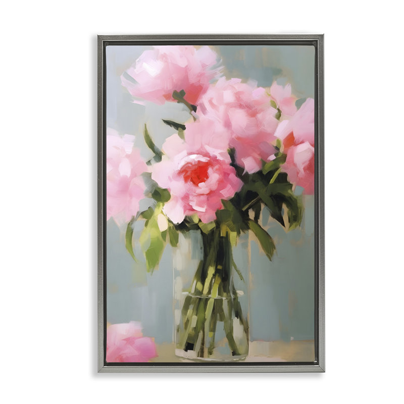 «Confetti Roses Bouquet», toile flottante encadrée dorée par Petals Prints Design, Cadre flottant gris lustré