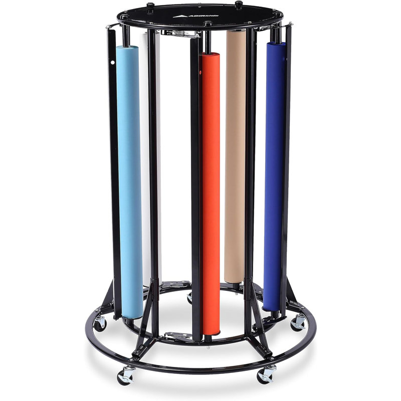 Black Metal Large Paper Roll Dispenser with Wheels