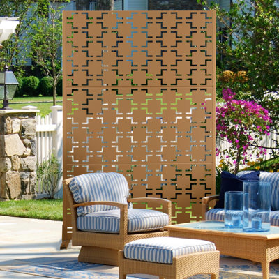 Metal Privacy Panel Set, 4’W x 6’H – Freestanding or Wall-Mount, Outdoor Privacy Screen for Indoor & Outdoor Use by UFURYRIDE