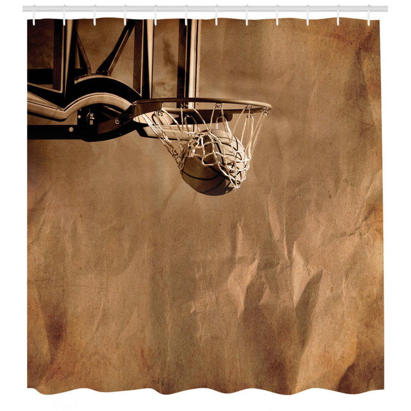 Ensemble de rideau de douche et crochets Basketball, H 70 po x l 69 po