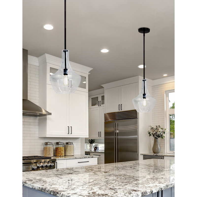 Luminaire suspendu géométrique unique à 1 lumière Ocampo, Noir mat, H 19 po x l 14 po x P 14 po