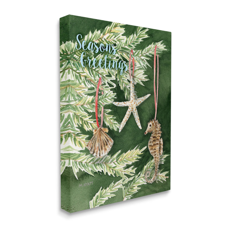 Arbre de Noël nautique « Greetings », impression d’art graphique, Toile, H 30 po x l 24 po x P 1,5 po