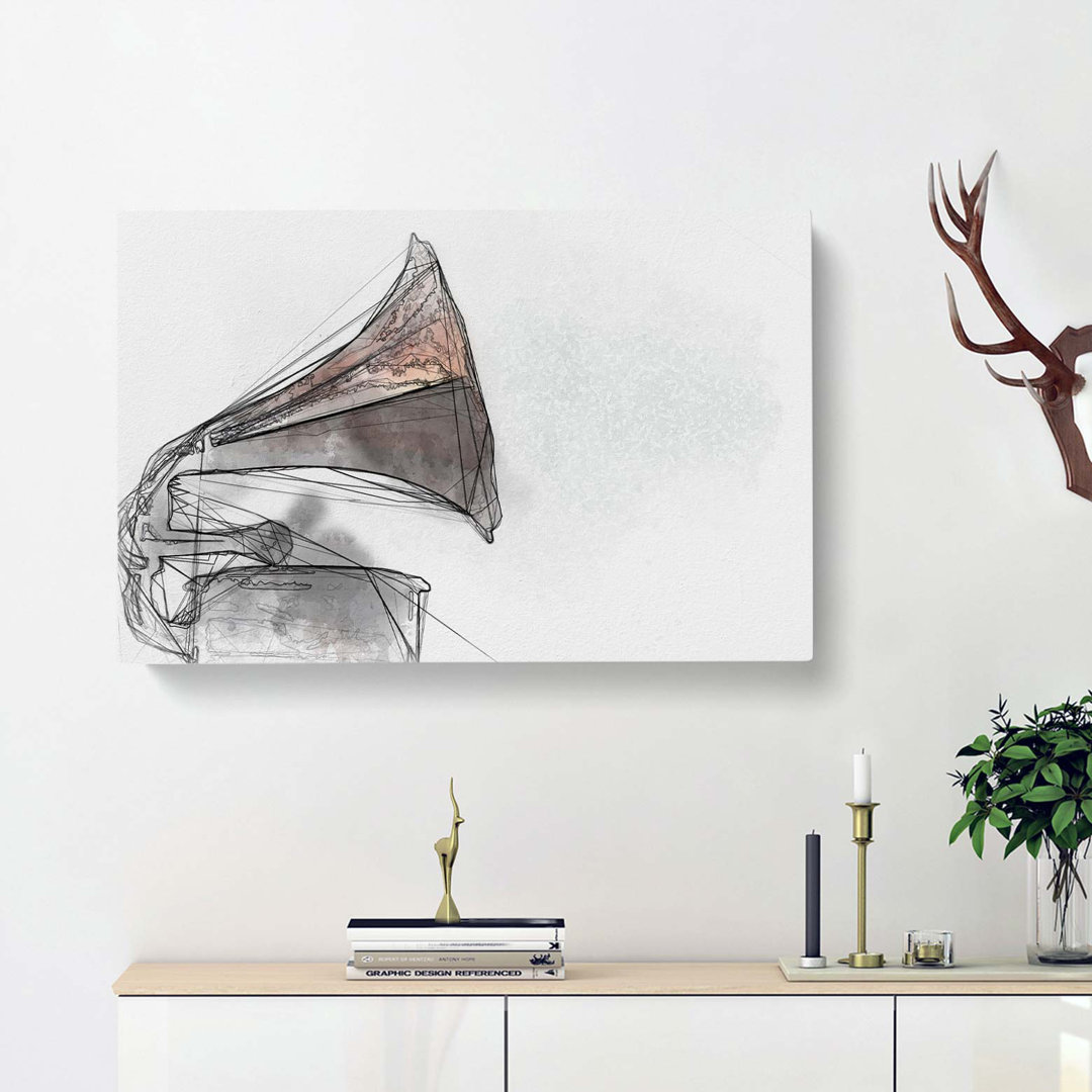 Vintage Gramophone in Abstract - Wrapped Canvas