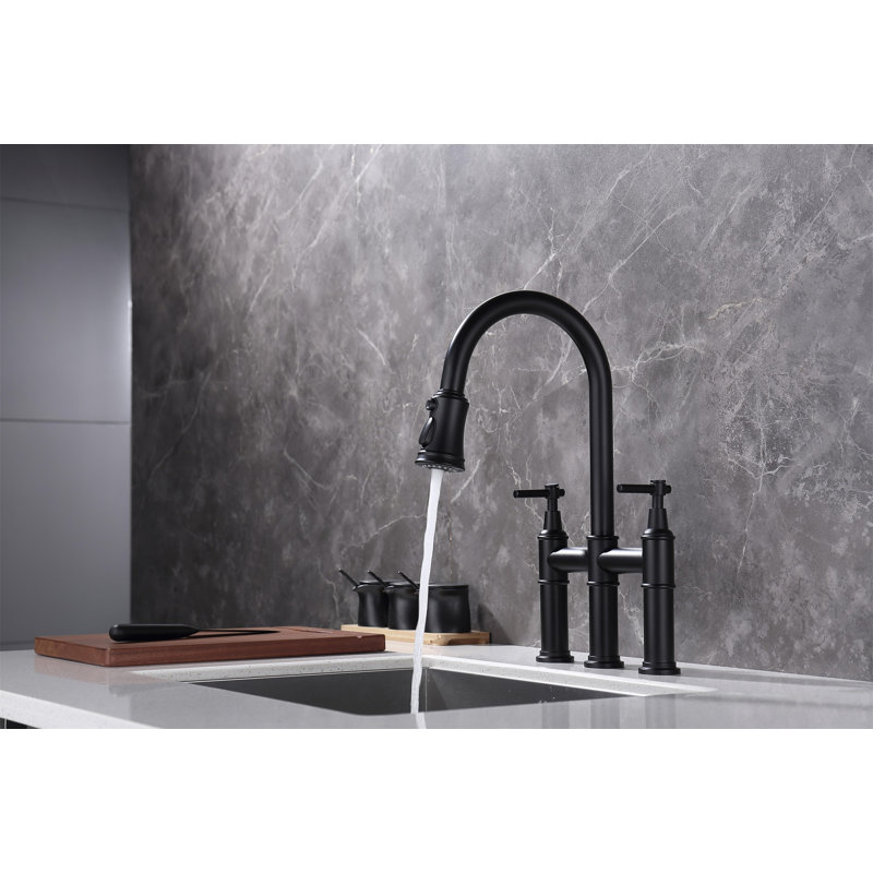 Bridge Kitchen Faucet With Pull-Down Sprayhead In Spot
