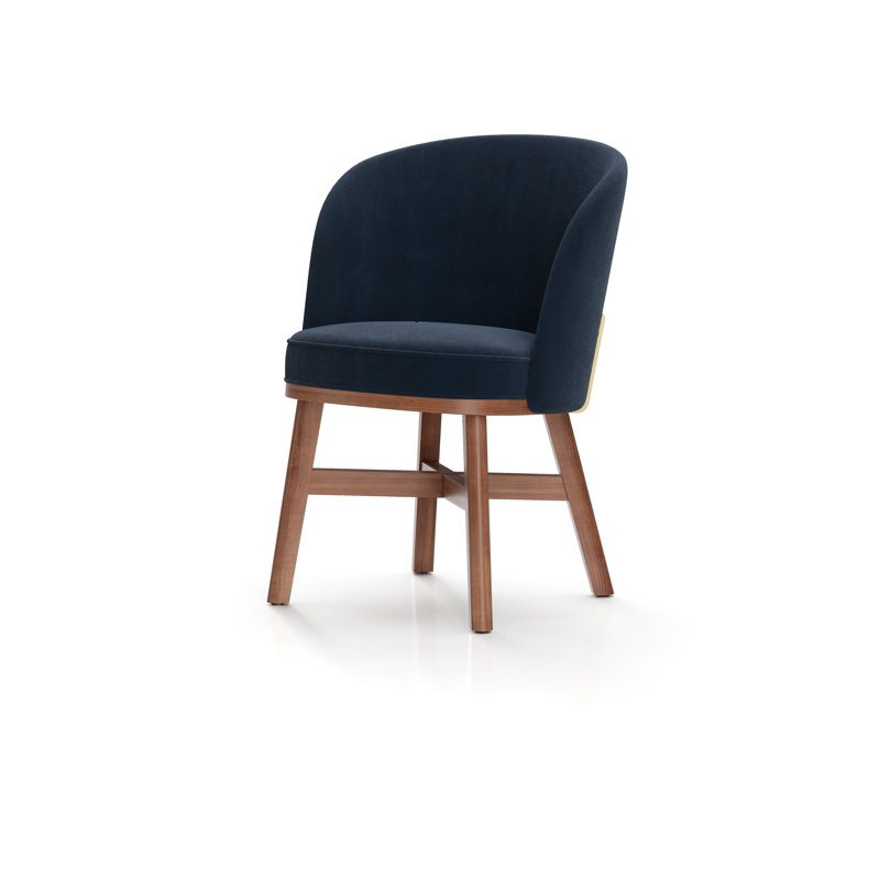 Mr B Upholstered Arm Chair, Natural Walnut, L493 Sanfor Flax 0024