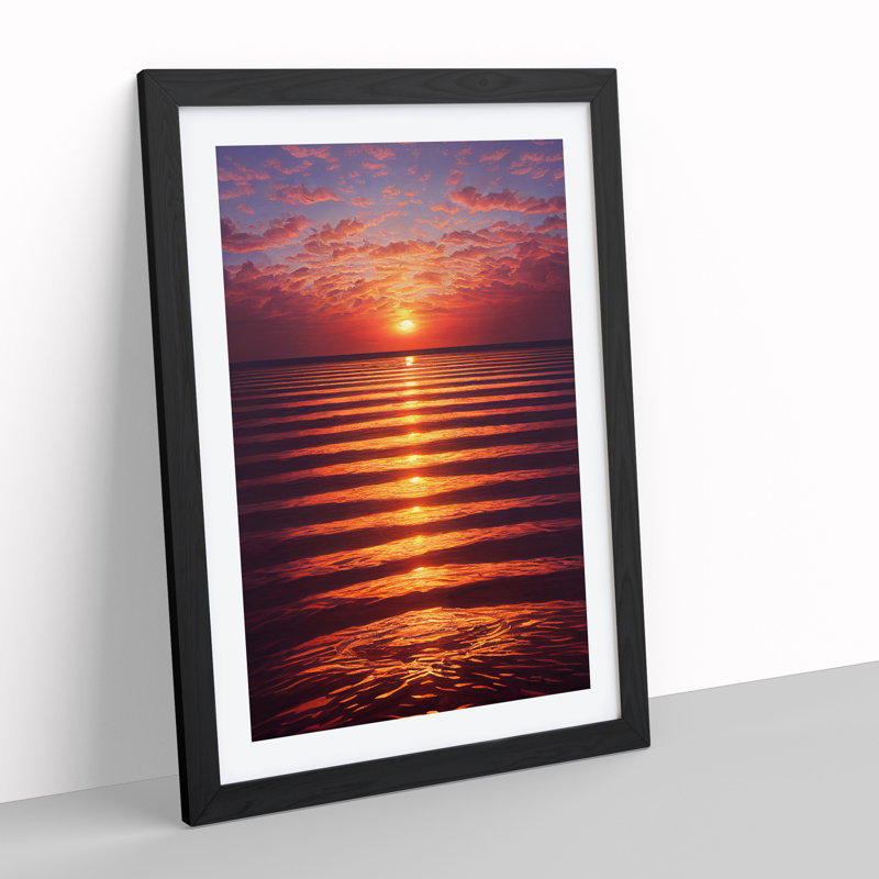 Classic Ocean Sunset Framed Print, Black, 34cm H x 25cm W x 2cm D