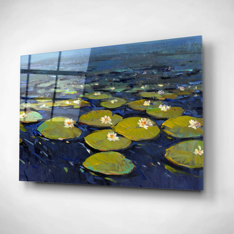 «Lily Pads I» par Tim O'Toole, art mural en verre acrylique, 16 po x 12 po, H 16 po x l 24 po x P 0,2 po