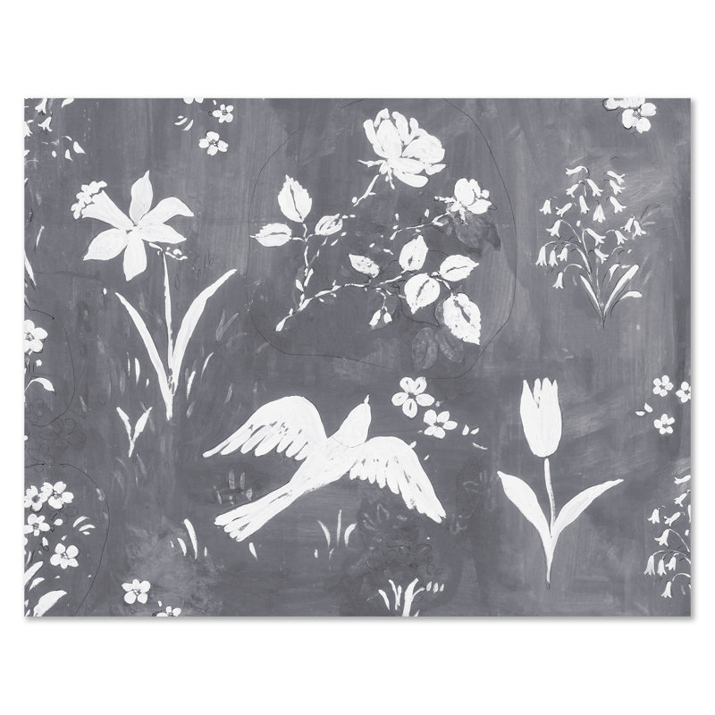Flower Garden Gris Print by Paule Marrot, Unframed, 42" H x 54" W x 1.25" D