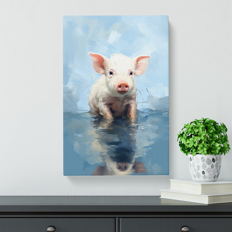 Pig Gestural - Wrapped Canvas, 60cm H x 40cm W x 3cm D