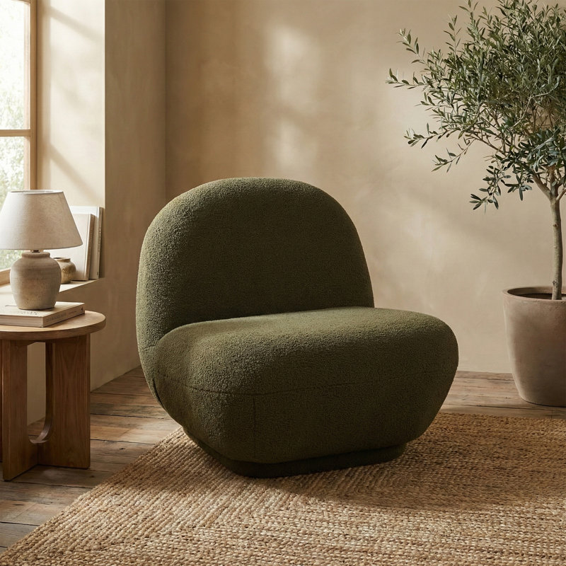 Boucle Accent Chair, Green