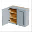 Armoire murale en bois massif gris Shaker avec portes à fermeture en douceur et tablettes réglables, parfaite pour la cuisine, la salle de bain, la buanderie et le garage