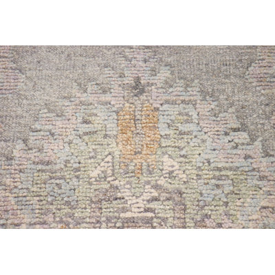 Oushak Hand-Knotted Silver Wool Area Rug