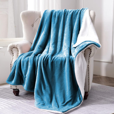 Sanborn Soft Reversible Sherpa Fleece Fur Thick Blanket Throw