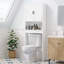 Étagère de rangement blanche autoportante au-dessus de la toilette, unité de rangement à double porte ouverte