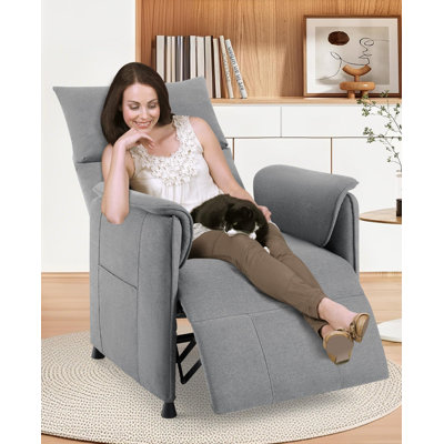 Fauteuil inclinable électrique avec fonction mémoire, fauteuil berçant inclinable en tissu avec accoudoirs latéraux