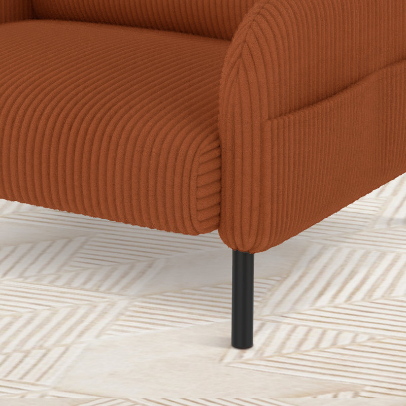 Fauteuil d'appoint en velours côtelé en velours côtelé avec pieds en métal, Rouge