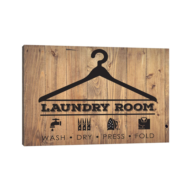«Laundry Natural III» par Melody Hogan - art textuel sur toile tendue, H 8 po x l 12 po x P 0,75 po