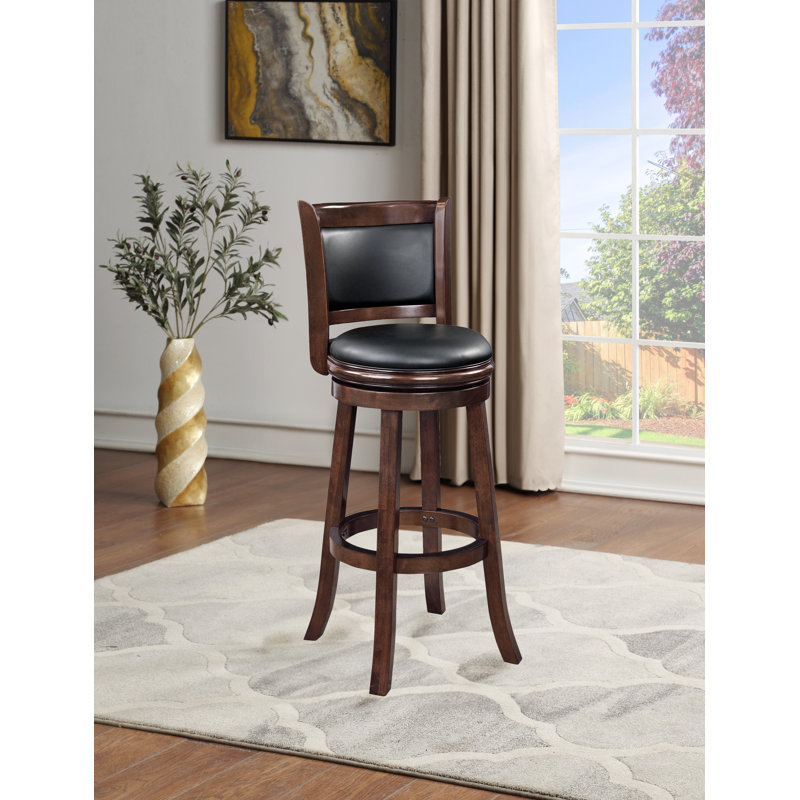 Analuz Swivel Counter, Bar and Extra Tall Wood Stool, Cappuccino, Black, Extra Tall (34" Seat Height)