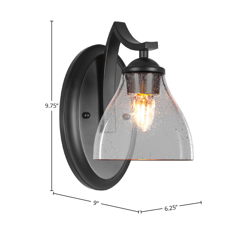 Zilo Wall Sconce, Clear Seedy, Matte Black