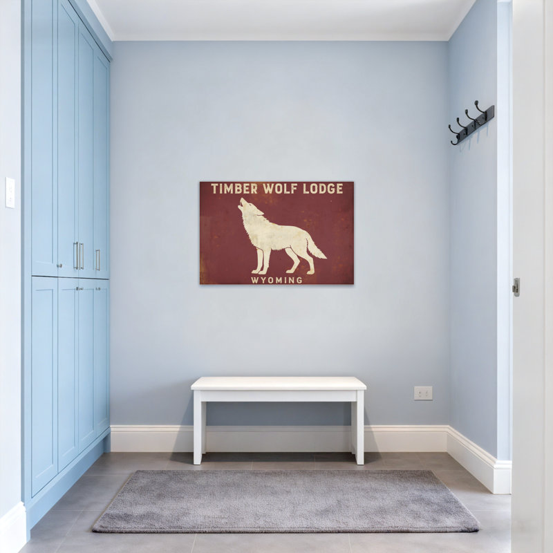 Animaux Timber Wolf Lodge, impression de signe, 28" H x 40" W