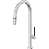 Pull-Down Kitchen Faucet With Button Sprayer - High Arc Spout