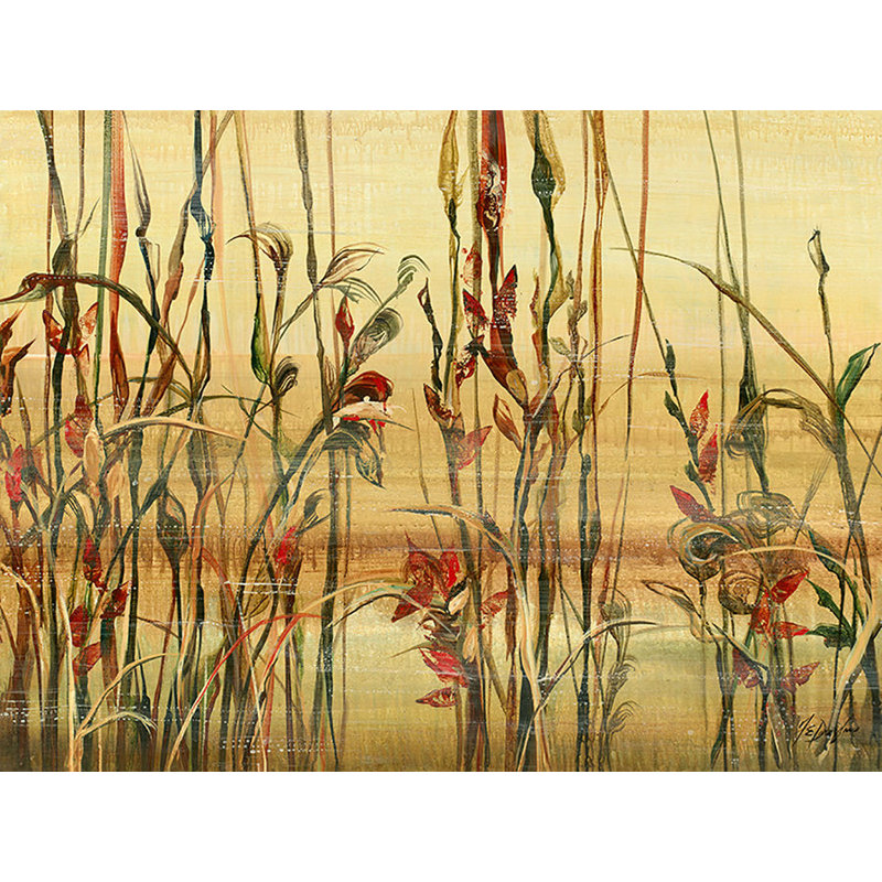 River Reeds I - peinture sur toile, Gel coupé au couteau, H 30 po x l 40 po x P 1,5 po