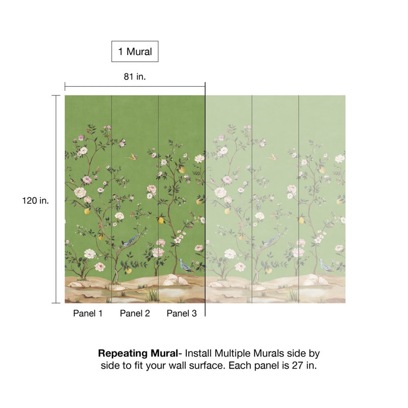  Murale peler et coller Green Blossom
