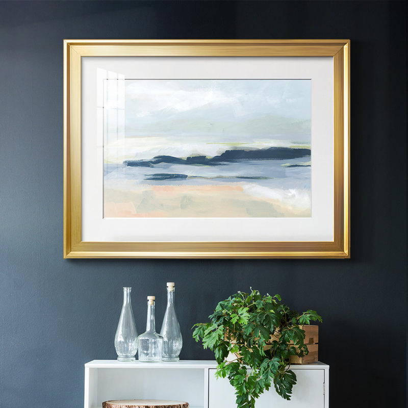 Tableau Matala Coast encadré sous verre, grand format, idéal pour le salon., Or, H 27 po x l 39 po x P 1,5 po