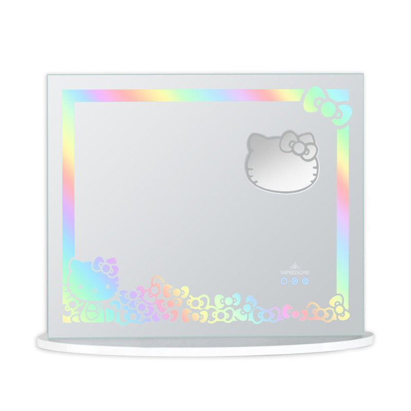 Alama Hello Kitty Bows RGB Plus Makeup Mirror for Desk, App Control Dimmable Rainbow LED Lighted Mirror