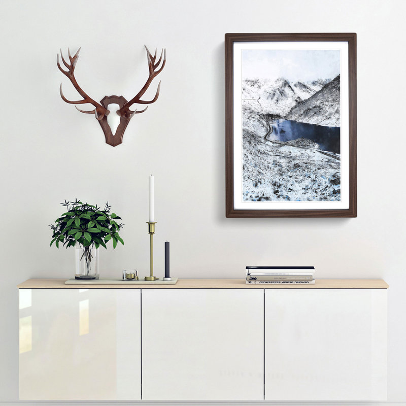 Tryfan Mountain In Snowdonia Wales - Single Picture Frame Painting on MDF, Walnut Framed, 33cm H x 24cm W x 2cm D