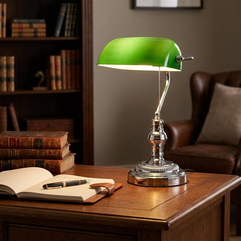 Lampe de table Kandace, Chrome, Vert