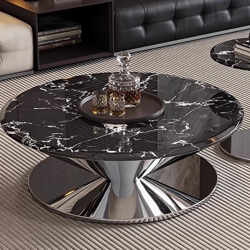 Table basse Minimalist UFO, Noir, H 14,96 po x L 35,43 po x l 35,43 po