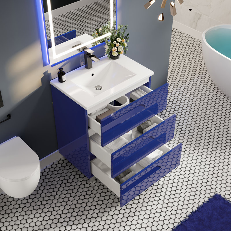 Ensemble de meuble-lavabo double 59 po Mattigan, Bleu