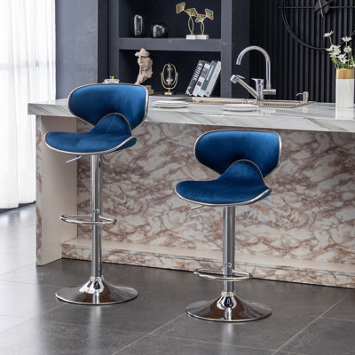 Tabouret de bar pivotant rembourré en velours, ensemble de 2
