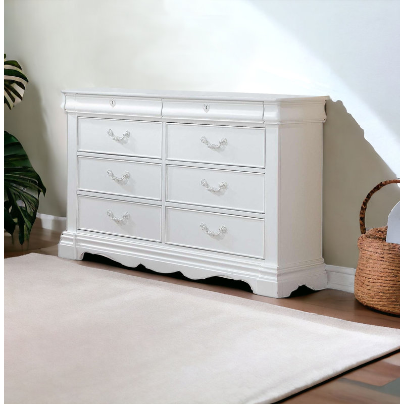 Commode double en bois massif à 8 tiroirs 56 po Javale