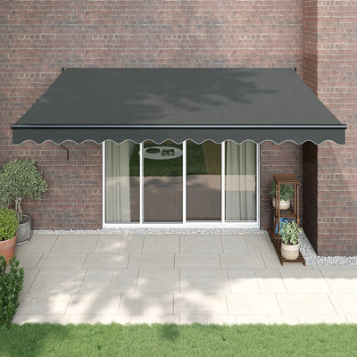 Dakota Fields Polyester Cover Retractable Patio Awning