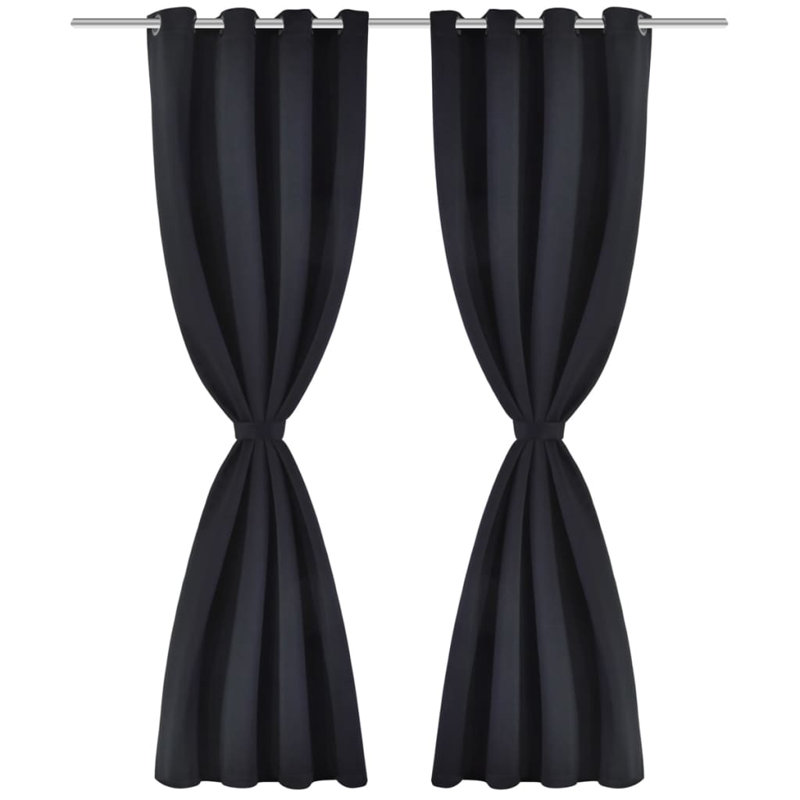 Jazlyn Blackout Curtain Pair, Black, 135 W x 245 D cm