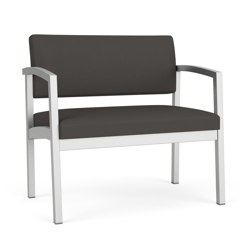 Chaise en acier Lenox, Argent, Noir Patriot Plus - Vinyle lavable au chiffon