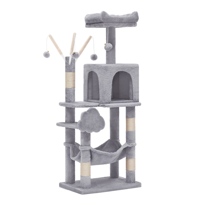 44-Inch Multi-Level Cat Tree, Indoor Cat Tower, Light Gray