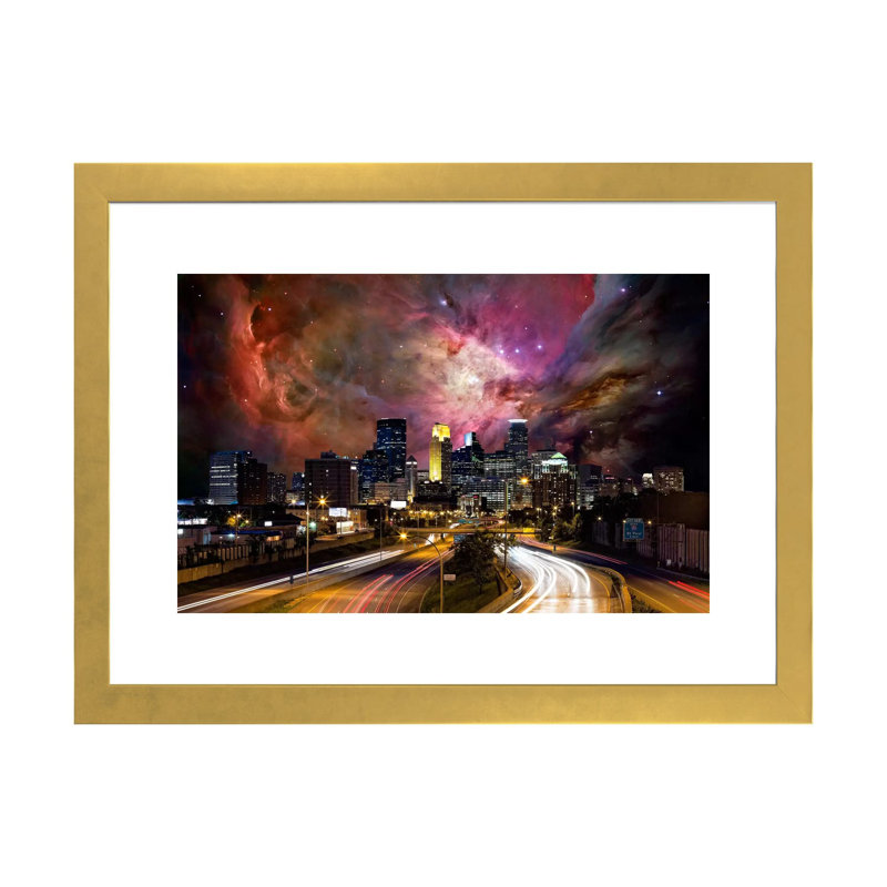Minneapolis, Minnesota, Orion, nébuleuse, impression, Papier encadré doré, Blanc, H 24 po x l 32 po x P 1 po