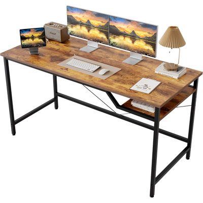 55 Inch Computer Desk For Home Office And Gaming, Sturdy Writing Table With Modern Simple Design, Ergonomic Study Desk For Small Spaces