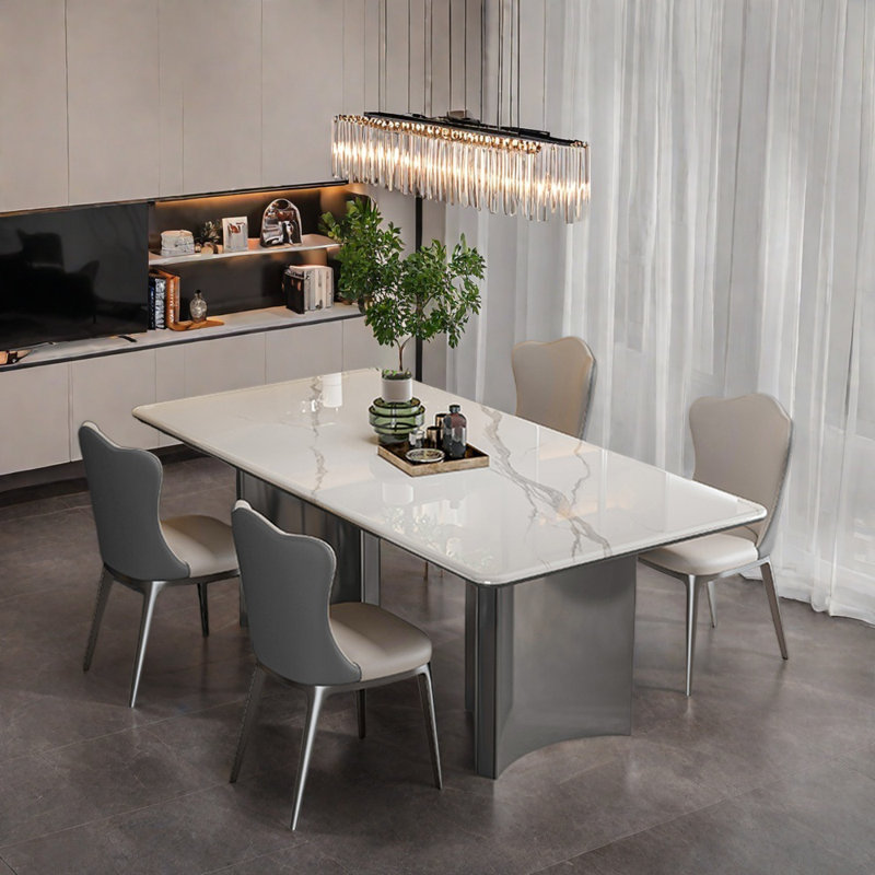 Luxury-modern minimalist rectangular table set, 29.52”H x 70.86”L x 35.43”W, 5