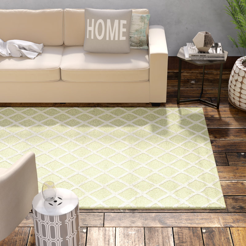 Sanyla Hand Tufted Wool Geometric Rug, Rectangle 6' x 9'