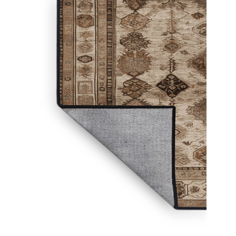 Tapis brun lavable à la machine, Carré 5 pi