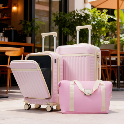 Front-Opening Hardside Luggage Set with USB Port and TSA Lock