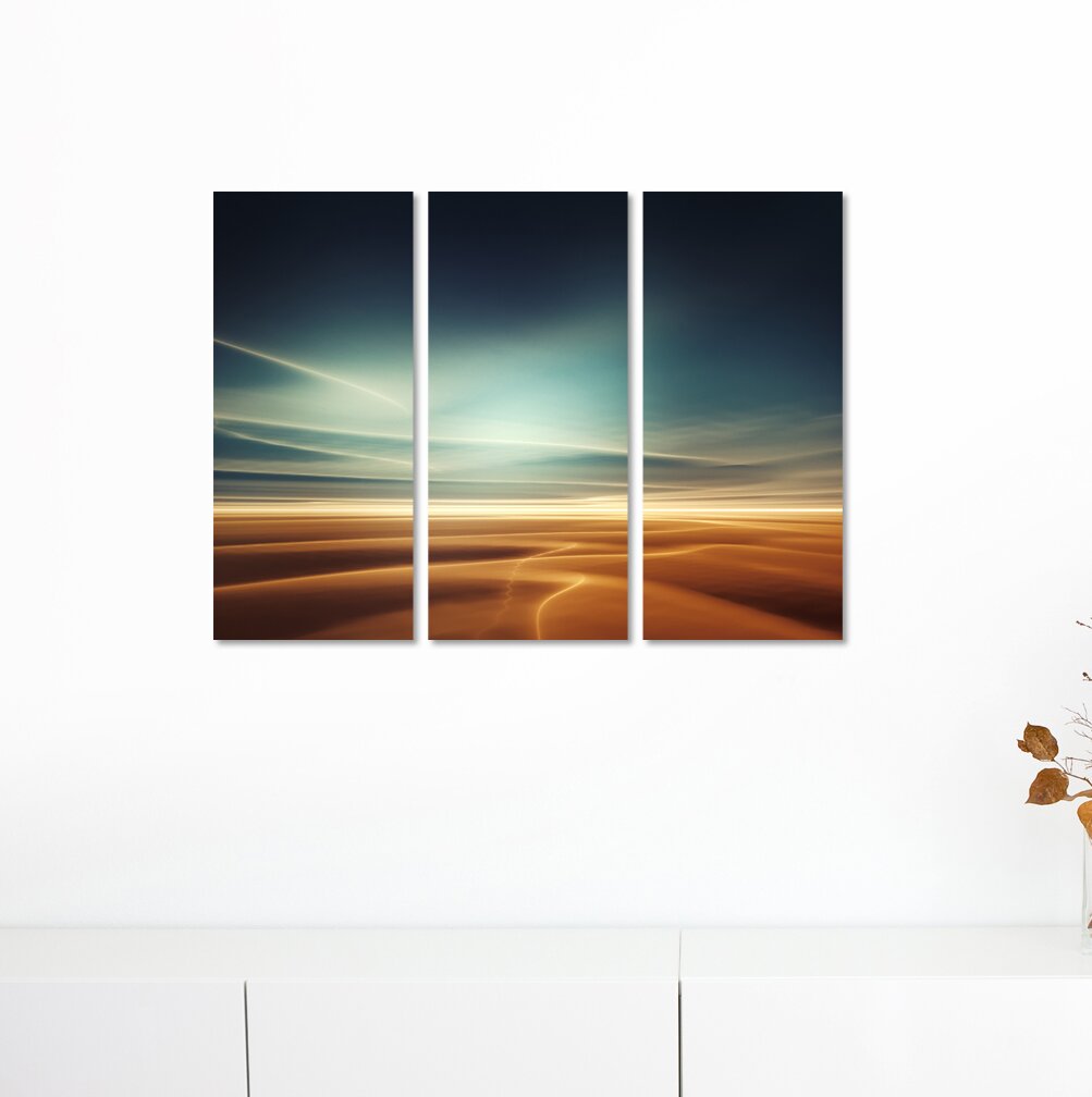 3-tlg. Leinwandbilder-Set Surreale Marslandschaft mit Himmel