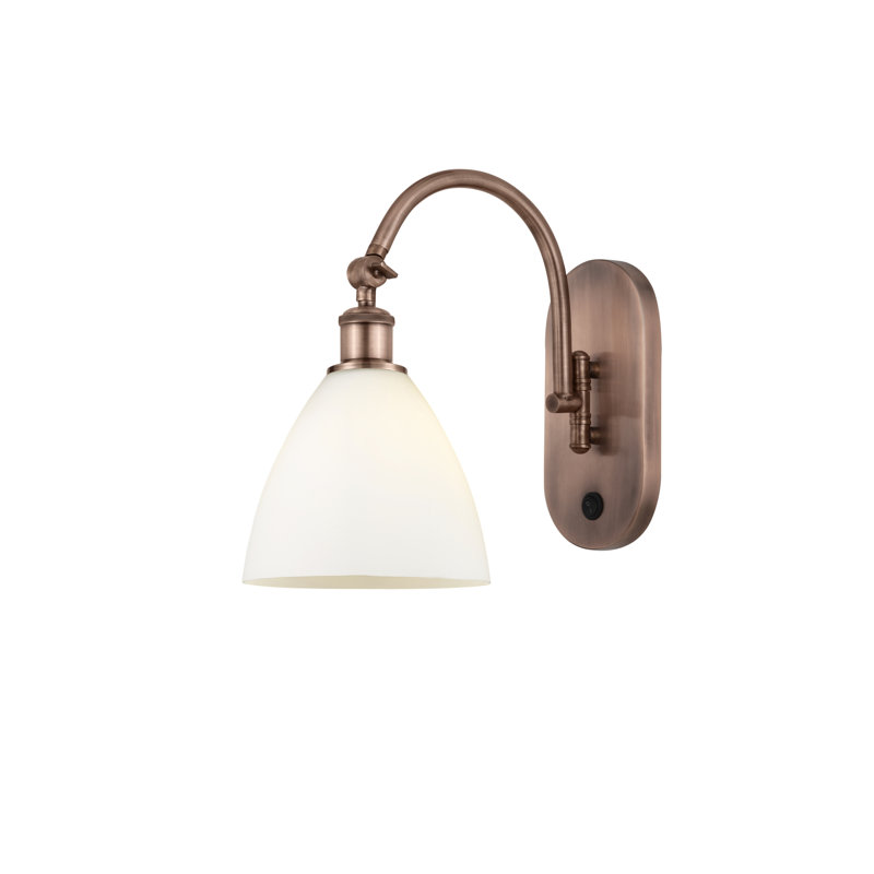 Bras pivotant en verre Amenda, Ampoule non incluse, Cuivre antique